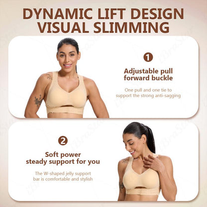 💕[Posture Correction] Soft, Breathable, Wire-Free Sports Bra - Full Cup Women's Non-Removable Molded Cups | Yoga, Fitness, Daily Workout in Beige