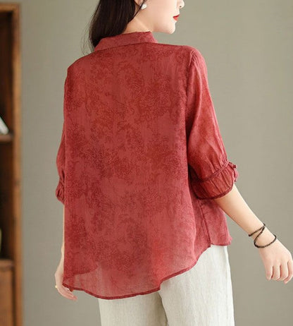 Slimming and Flattering Jacquard Blouse for Women