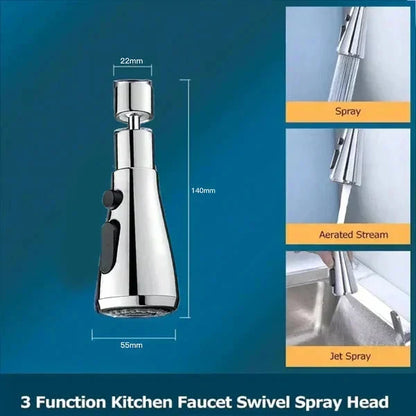 50K+ SOLD!🏠720° Rotatable 3 Function Kitchen Faucet Spray Head
