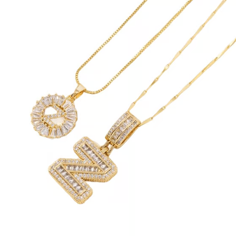 Gold Alphabet Pendant Necklace