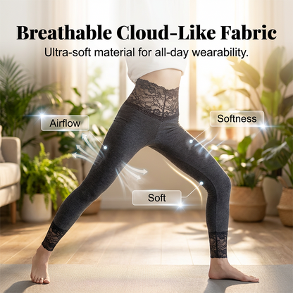 High-Waist Lace Panel Tummy Control Leggings