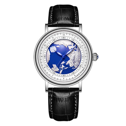 Men's World Map Dial Quartz Watch