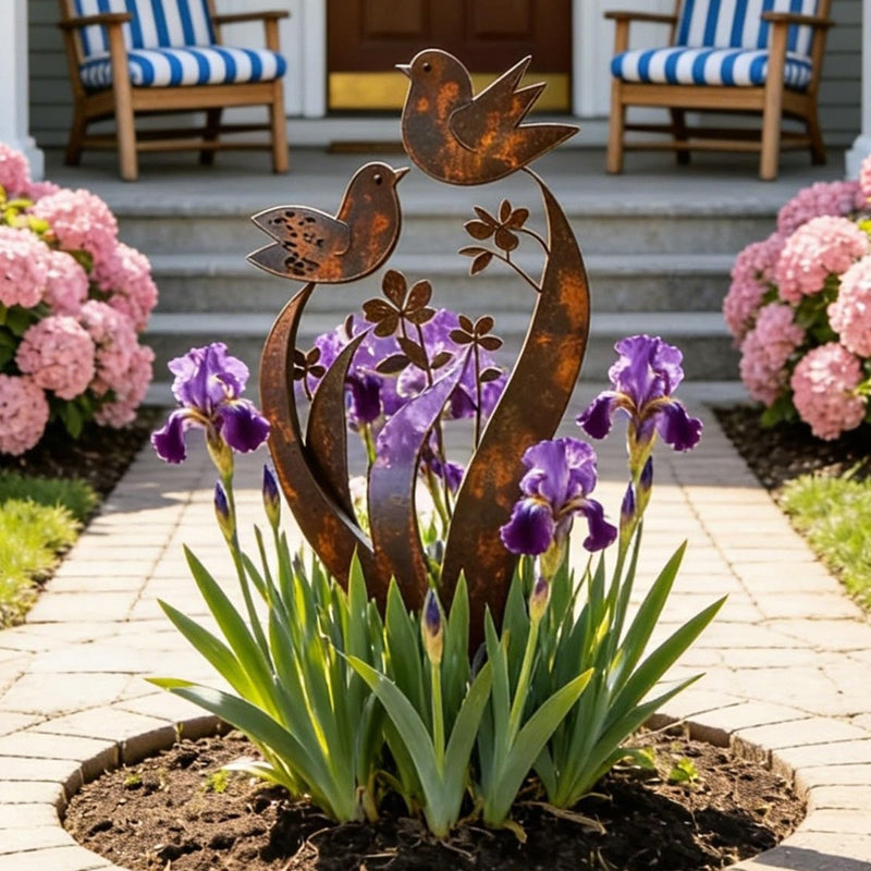 🔥Free Shipping & 50% OFF🔥Rustic Bird & Flower Metal Garden Stake